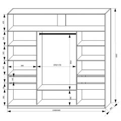 Шкаф-купе 2100 серии SOFT D2+D7+D3+B22+PL2 (по 2 ящика лев/прав+1штанга+1полка) профиль «Графит» в Игриме - igrim.mebel24.online | фото 3