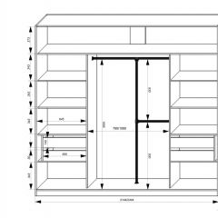 Шкаф-купе 2150 серии NEW CLASSIC K4+K4+K4+B22+PL4(по 2 ящика лев/прав+F обр.штанга) профиль «Капучино» в Игриме - igrim.mebel24.online | фото 3