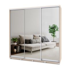 МАРТИН Шкаф-купе с зеркалами Млечный дуб (2200*450) М423 в Игриме - igrim.mebel24.online | фото