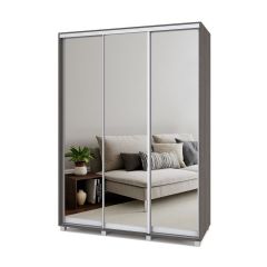 РОЛАНД Шкаф-купе с зеркалами Анкор темный (600*1700) Р673 в Игриме - igrim.mebel24.online | фото