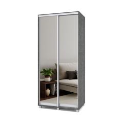РОЛАНД Шкаф-купе с зеркалами Камень темный (450*1000) Р403 в Игриме - igrim.mebel24.online | фото