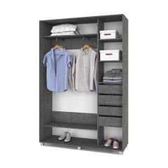 РОЛАНД Шкаф-купе с зеркалом Камень темный (450*1500) Р452 в Игриме - igrim.mebel24.online | фото 5