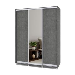 РОЛАНД Шкаф-купе с зеркалом Камень темный (450*1700) Р472 в Игриме - igrim.mebel24.online | фото