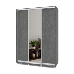 РОЛАНД Шкаф-купе с зеркалом Камень темный (600*1600) Р662 в Игриме - igrim.mebel24.online | фото