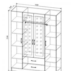 СОФИ СШК1600.1Шкаф 4-х ств с2мя зерк, 2 ящиками в Игриме - igrim.mebel24.online | фото 2