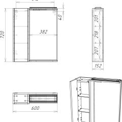 Шкаф-зеркало Uno 60 Дуб ВОТАН левый Домино (DU1512HZ) в Игриме - igrim.mebel24.online | фото 4