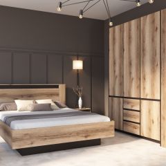 ПРАГА Спальный гарнитур Серия 3 (Дуб Делано/Дуб Венге) в Игриме - igrim.mebel24.online | фото 3