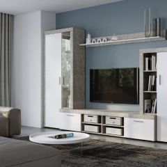 Стенка SKYE (Beton Jasny Atelier/белый) в Игриме - igrim.mebel24.online | фото