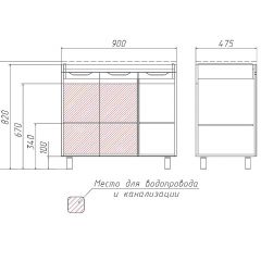 Тумба под умывальник Andrea 90 3D без ящика Домино (D37005T) в Игриме - igrim.mebel24.online | фото 2