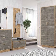 Вешалка с зеркалом Эго ВЗ-1 дуб крафт золотой в Игриме - igrim.mebel24.online | фото 2