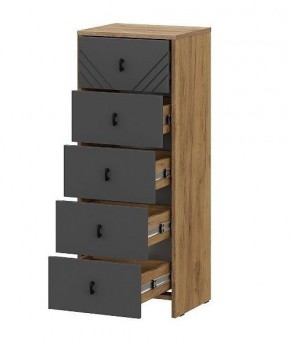 БАЙКАЛ Комод (5 ящиков) Графит/Дуб золотой в Игриме - igrim.mebel24.online | фото 2