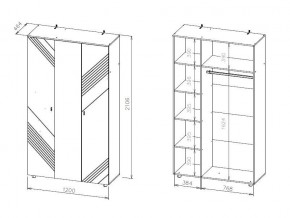 БАЙКАЛ Шкаф трехстворчатый (Графит/Дуб золотой) в Игриме - igrim.mebel24.online | фото 3