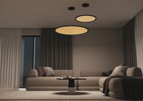 DK6616-BK Подвесной горизонтальный светильник Veil со светодиодом H900 d600 220V 48W 3000-6000K IP20 черный алюминий в Игриме - igrim.mebel24.online | фото 5