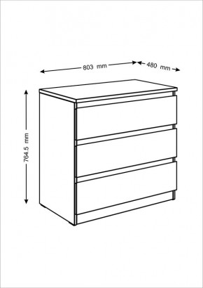 Комод МАЛЬТА с тремя выдвижными ящиками, цвет Дуб Сонома в Игриме - igrim.mebel24.online | фото 2