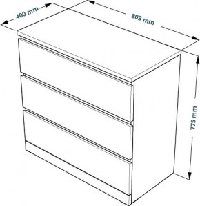 Комод Варма 3 с тремя выдвижными ящиками, цвет белый в Игриме - igrim.mebel24.online | фото 4