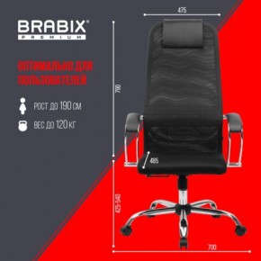 Кресло BRABIX PREMIUM "Ultimate EX-800" хром, плотная двойная сетка Х2, черное, 532911 в Игриме - igrim.mebel24.online | фото 6