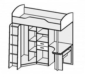 Кровать-чердак Бриз-1 УНИ (Камень тёмный/Бетон светлый) в Игриме - igrim.mebel24.online | фото 2