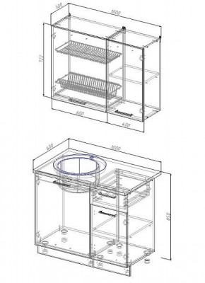 Кухонный гарнитур Антрацит 1000 (Стол. 38мм) в Игриме - igrim.mebel24.online | фото 2