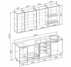 Кухонный гарнитур Антрацит 2200 (Стол. 26мм) в Игриме - igrim.mebel24.online | фото 3