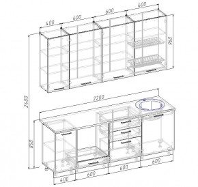 Кухонный гарнитур Латте 2200 h950 (Стол. 26мм) в Игриме - igrim.mebel24.online | фото 2
