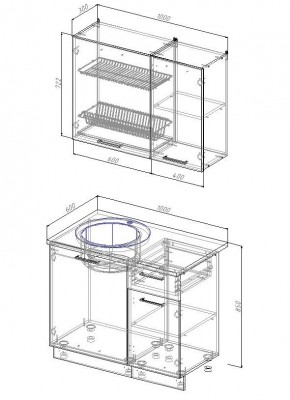 Кухонный гарнитур Санторини 1000 (Стол. 38мм) в Игриме - igrim.mebel24.online | фото 2