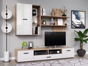 Нэнси New Тумба ТВ ЛДСП (2дв.+1ящ.) Белый глянец/Сонома в Игриме - igrim.mebel24.online | фото 3