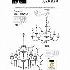 Подвесная люстра iLamp Diamond 6071-18 CR+CL в Игриме - igrim.mebel24.online | фото 2
