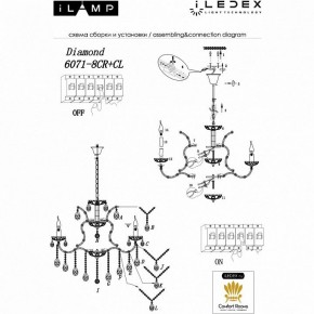 Подвесная люстра iLamp Diamond 6071-8 CR+CL в Игриме - igrim.mebel24.online | фото 2