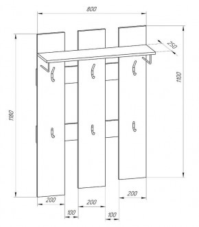 Прихожая-вешалка большая 800 в Игриме - igrim.mebel24.online | фото 2