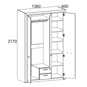 Шкаф 3D2S Z, OLIVIA, цвет вудлайн крем/дуб анкона в Игриме - igrim.mebel24.online | фото