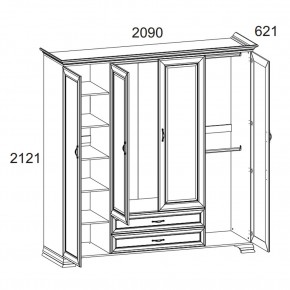 Шкаф 4D2S Z, TIFFANY, цвет вудлайн кремовый в Игриме - igrim.mebel24.online | фото 2