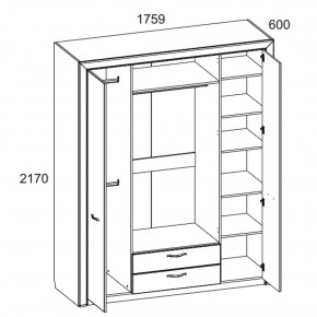 Шкаф 4D2S Z, OLIVIA, цвет вудлайн крем/дуб анкона в Игриме - igrim.mebel24.online | фото