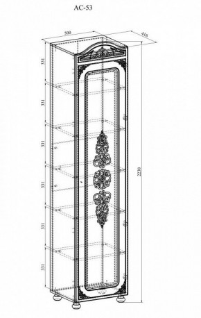 Шкаф для белья Ассоль АС-53К в Игриме - igrim.mebel24.online | фото 3