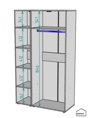Шкаф Linnea MHR-3-1 2050х1200х510 (Графит-М 11.1.25) в Игриме - igrim.mebel24.online | фото 3