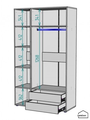 Шкаф Linnea MHR-3-2 2050х1200х510 (Белый-М 11.1.2) в Игриме - igrim.mebel24.online | фото 3