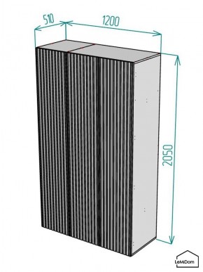 Шкаф Linnea MHR-3-2 2050х1200х510 (Графит-М 11.1.25) в Игриме - igrim.mebel24.online | фото 2