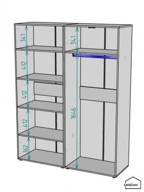 Шкаф Linnea MHR-4-1 2050х1600х510 (Графит-М 11.1.25) в Игриме - igrim.mebel24.online | фото 3