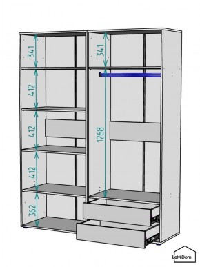 Шкаф Linnea MHR-4-2 2050х1600х510 (Белый-М 11.1.1) в Игриме - igrim.mebel24.online | фото 3