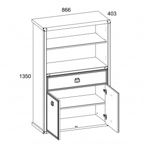 Шкаф открытый 2D1S, MAGELLAN, цвет Сосна винтаж в Игриме - igrim.mebel24.online | фото 3