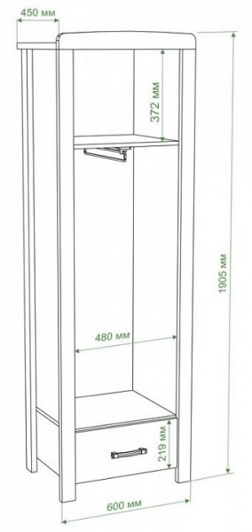 Шкаф платяной Бартоло Ш1Д в Игриме - igrim.mebel24.online | фото 2