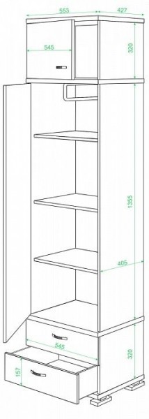 Шкаф платяной Домино КС-10 в Игриме - igrim.mebel24.online | фото 2