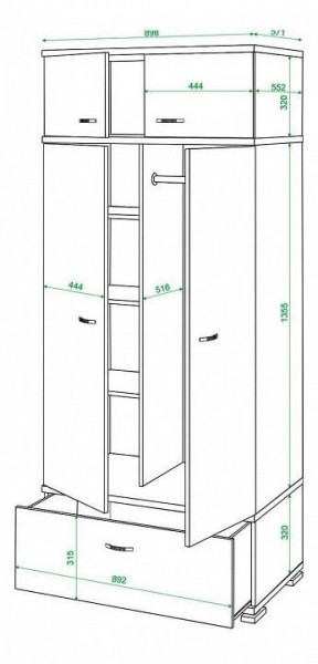 Шкаф платяной Домино КС-20 в Игриме - igrim.mebel24.online | фото 3