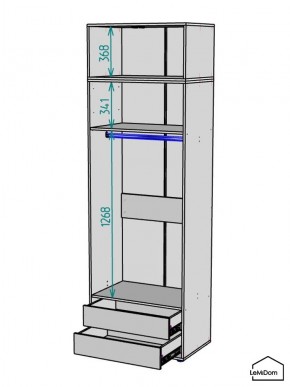 Шкаф с антресолью Linnea MHR-2A-3 2450х800х510 (Графит-М 11.1.25) в Игриме - igrim.mebel24.online | фото 3