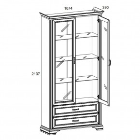 Шкаф с витриной 2V2S, MONAKO, цвет Сосна винтаж/дуб анкона в Игриме - igrim.mebel24.online | фото 2