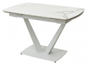 Стол ALATRI 120 GLOSS STATUARIO WHITE SOLID CERAMIC / WHITE, ®DISAUR в Игриме - igrim.mebel24.online | фото 1