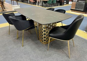 Стол CHIAVARI 220 KL-116 Черный мрамор матовый, итальянская керамика / бронзовый, ®DISAUR в Игриме - igrim.mebel24.online | фото 2
