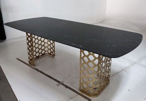 Стол CHIAVARI 220 KL-116 Черный мрамор матовый, итальянская керамика / бронзовый, ®DISAUR в Игриме - igrim.mebel24.online | фото 4