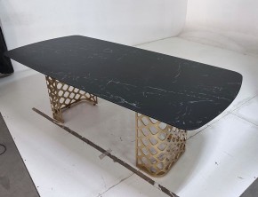 Стол CHIAVARI 220 KL-116 Черный мрамор матовый, итальянская керамика / бронзовый, ®DISAUR в Игриме - igrim.mebel24.online | фото 6