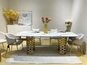 Стол CHIAVARI 220 KL-188 Контрастный мрамор матовый, итальянская керамика / Шампань, ®DISAUR в Игриме - igrim.mebel24.online | фото 2