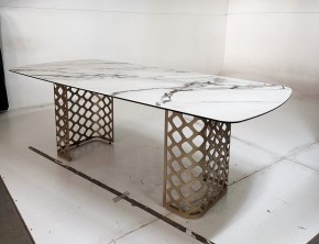 Стол CHIAVARI 220 KL-188 Контрастный мрамор матовый, итальянская керамика / Шампань, ®DISAUR в Игриме - igrim.mebel24.online | фото 6